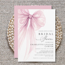 Modern Pink Watercolor Bow Bridal Shower