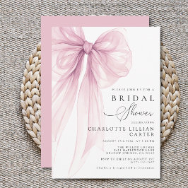 Convite Modern Pink Watercolor Bow Bridal Shower