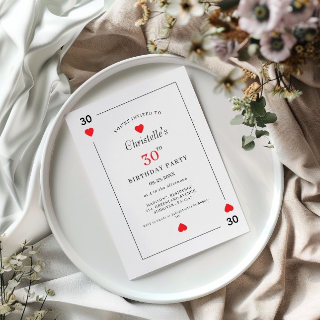 Convite Modern Playing Card Playing Card 30th Birthday (Criador carregado)