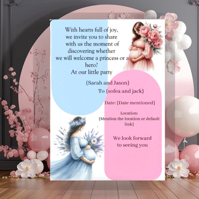 Convite Modern Pregnancy Announcement Card - Bilingual Ara (Criador carregado)