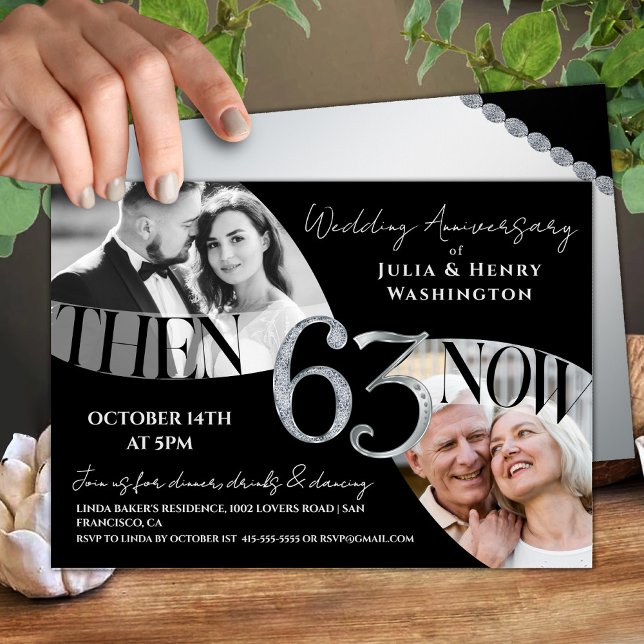 Convite Modern Premium 63rd Wedding Anniversary (Criador carregado)