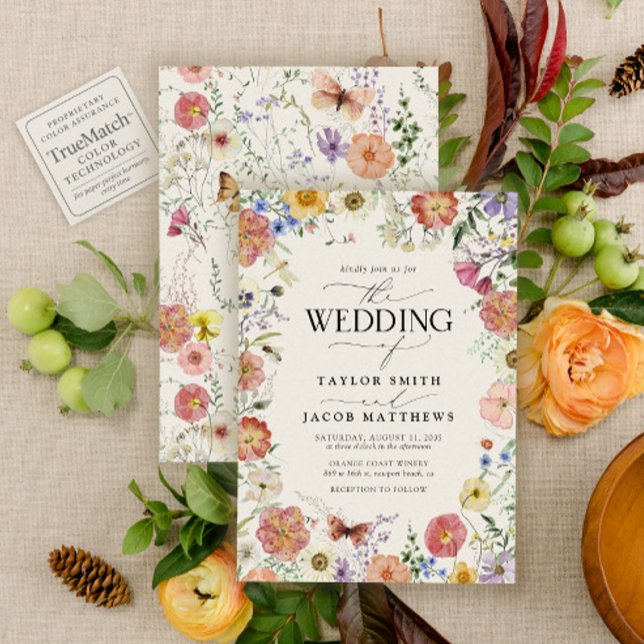 Convite Modern Pressed Wildflower Boho Chic Wedding (Criador carregado)