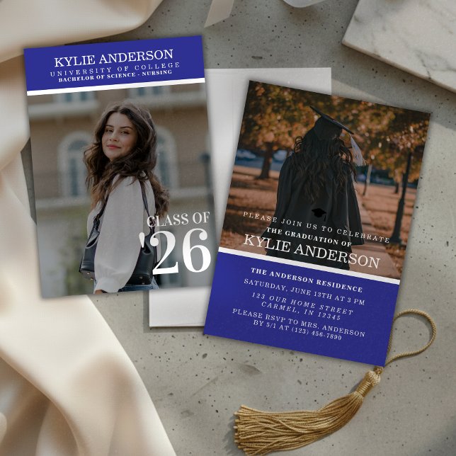 Convite Modern Purple College Graduation Senior Photo (Modern Purple College Graduation Senior Photo Invitation)