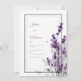 Convite Modern Purple Lavender Black Purple Frame Wedding