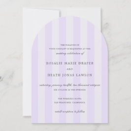 Convite Modern Purple Stripes Elegant Wedding