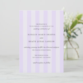 Convite Modern Purple Stripes Elegant Wedding