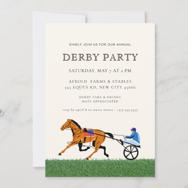 Convite Modern Race Horse Derby Party Equestrian  (Frente)