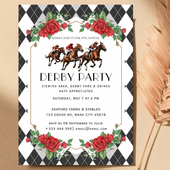 Convite Modern Race Horse Derby Party Equestrian Invitatio (Criador carregado)