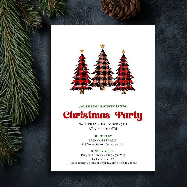 Convite Modern Red Black Plaid Festive Editable Invite (Modern Red Black Plaid Festive Editable Invite)