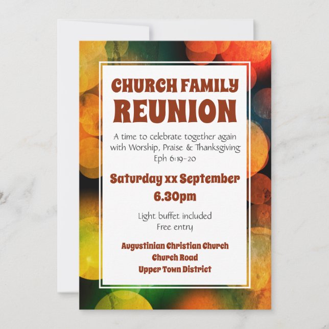 Convite Modern Red Bokeh | FAMÍLIA DE IGREJAS | REUNIÃO (Frente)