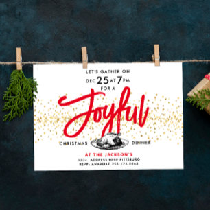Convite Modern Red Dourado Alegria Turquia Janto Script