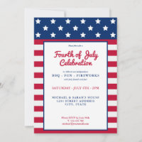 Modern Red White e Blue 4º do Partido de julho