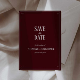 Convite Modern Retro Burgundy Wedding Save the date