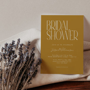 Convite Modern Retro Typography Yellow Bridal Shower