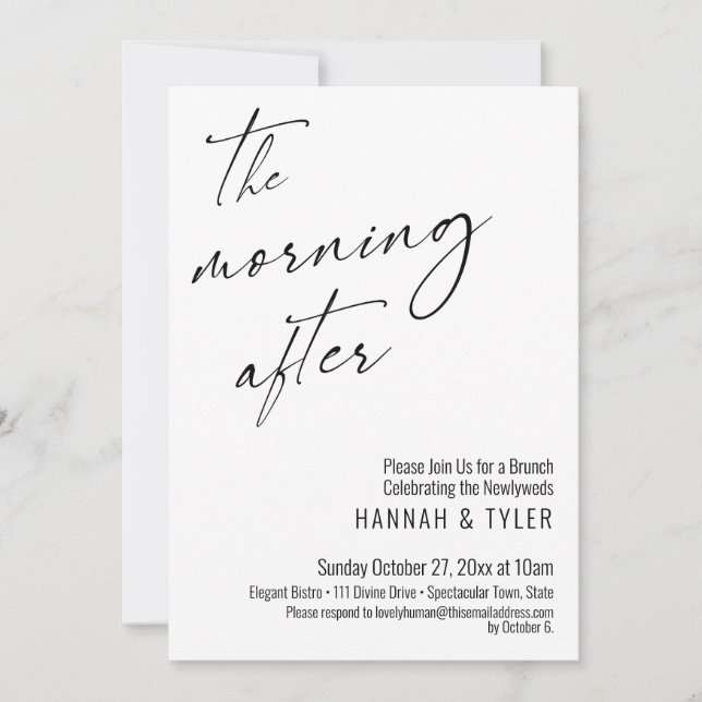 Convite Modern Roda A Manhã Após Casar Brunch (Frente)