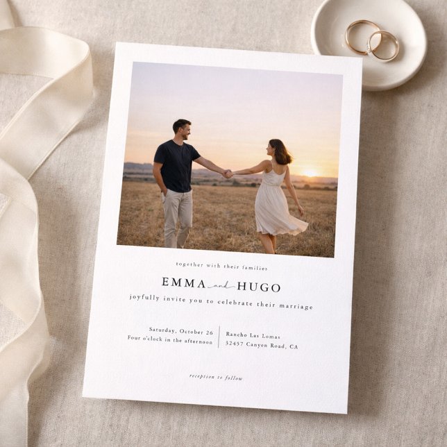 Convite Modern Romantic Elegant Photo Wedding Invitation (Criador carregado)