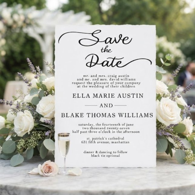 Convite Modern Romantic Script Save the Date (Criador carregado)