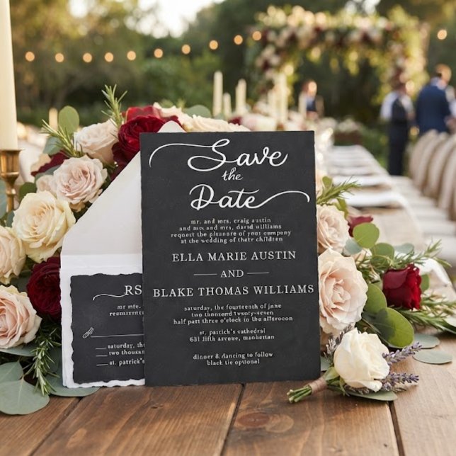 Convite Modern Romantic Script Save the Date (Criador carregado)