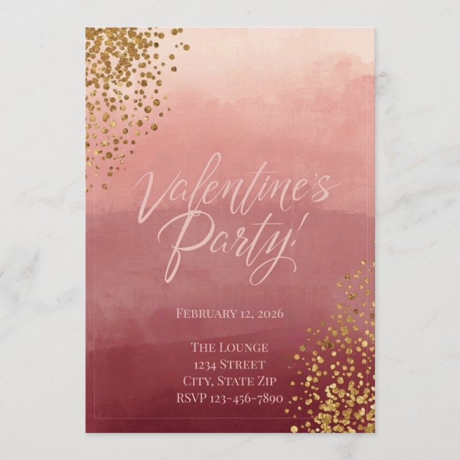Convite Modern Romantic Valentine’s Party Invitation (Frente)