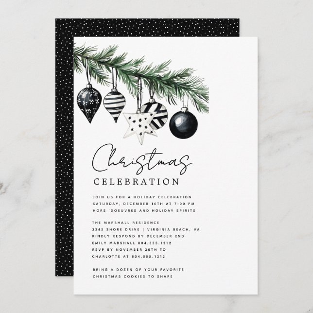 Convite Modern Rustic Nature Christmas Party Invitation  (Frente/Verso)