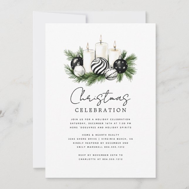 Convite Modern Rustic Nature Christmas Party Invitation (Frente)