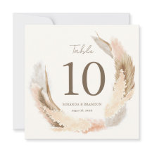 Modern Rustic Pampas Grass Wedding Table Number