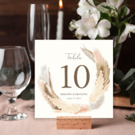 Convite Modern Rustic Pampas Grass Wedding Table Number