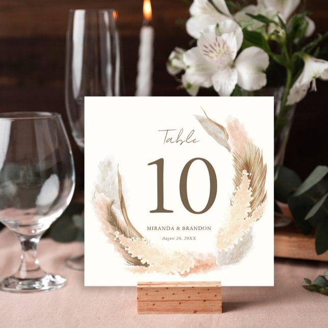 Convite Modern Rustic Pampas Grass Wedding Table Number (Criador carregado)