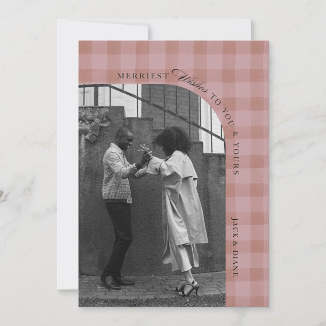 Convite Modern Rustic Plaid Holiday Photo Card Personalize (Frente)