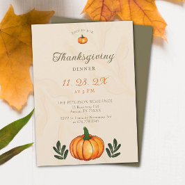 Convite Modern Rustic Pumpkin Thanksgiving Dinner