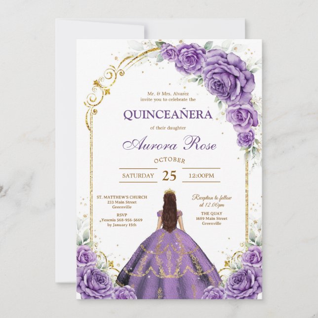 Convite Modern Rustic Quinceanera Invitation (Frente)
