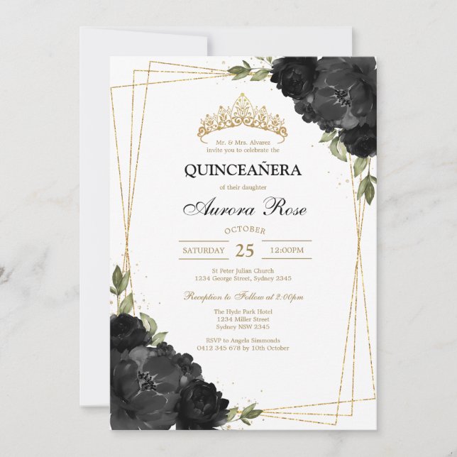 Convite Modern Rustic Quinceanera Invitation (Frente)
