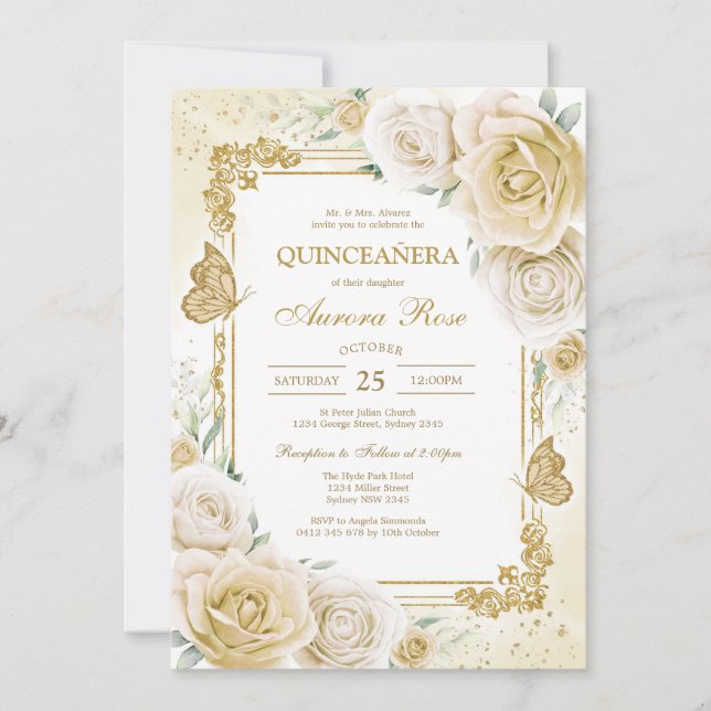 Convite Modern Rustic Quinceanera Invitation (Frente)