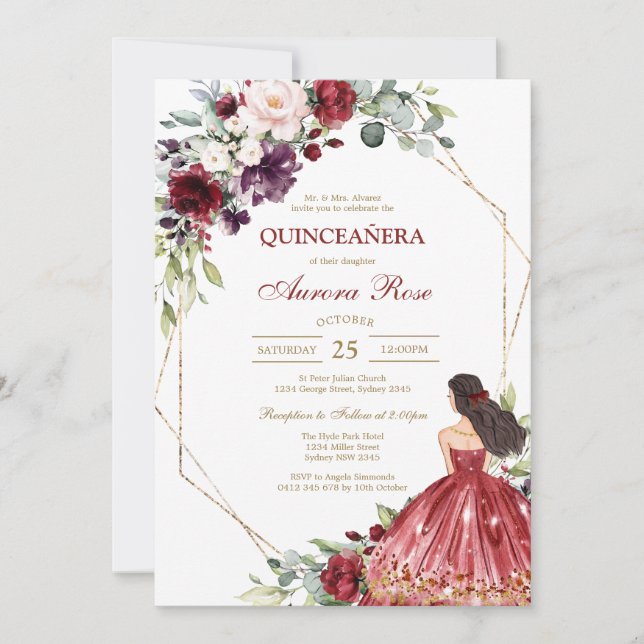 Convite Modern Rustic Quinceanera Invitation (Frente)