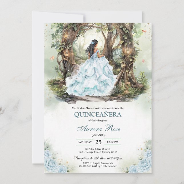 Convite Modern Rustic Quinceanera Invitation (Frente)