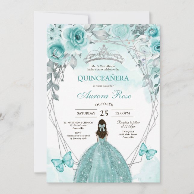 Convite Modern Rustic Quinceanera Invitation (Frente)