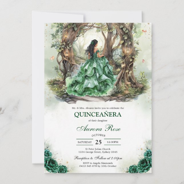 Convite Modern Rustic Quinceanera Invitation (Frente)