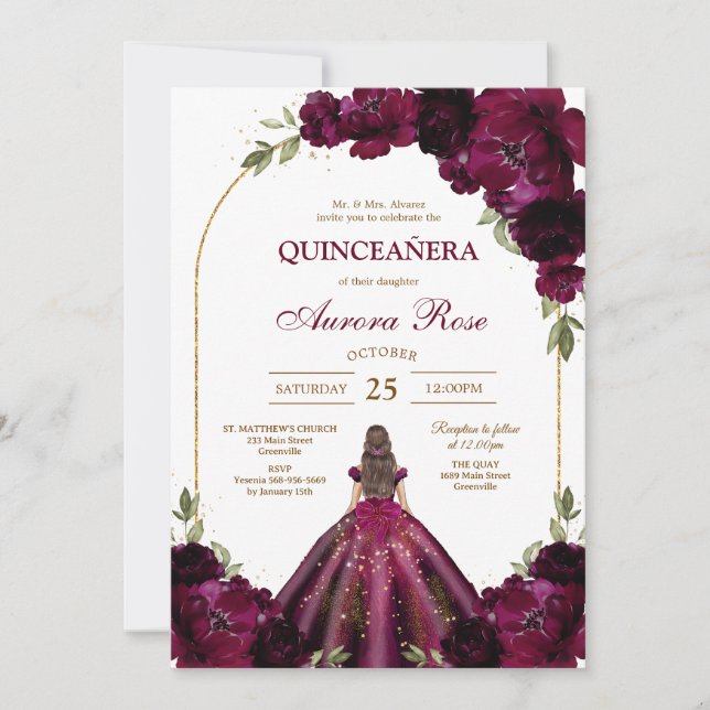 Convite Modern Rustic Quinceanera Invitation (Frente)