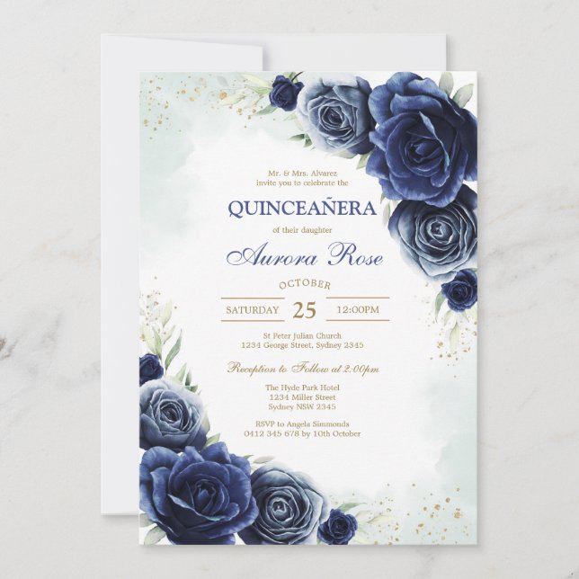 Convite Modern Rustic Quinceanera Invitation (Frente)