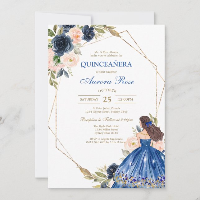 Convite Modern Rustic Quinceanera Invitation (Frente)