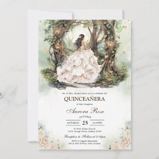 Convite Modern Rustic Quinceanera Invitation (Frente)