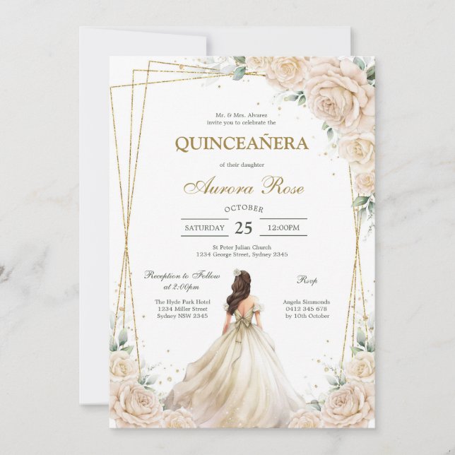 Convite Modern Rustic Quinceanera Invitation (Frente)