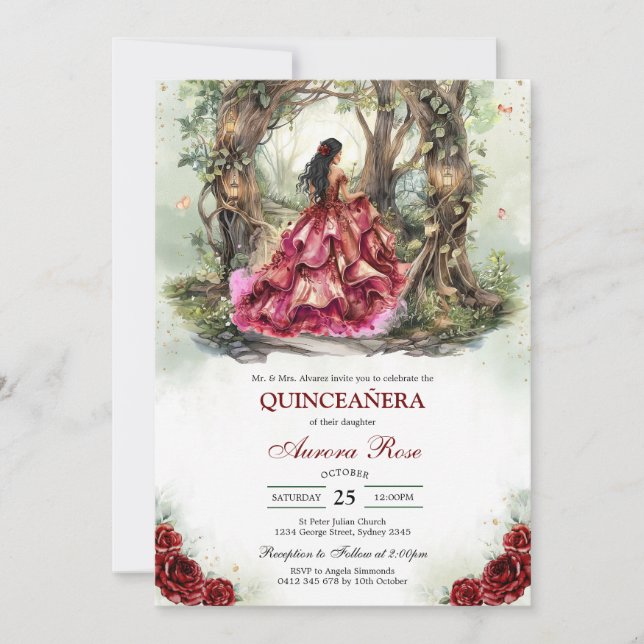 Convite Modern Rustic Quinceanera Invitation (Frente)