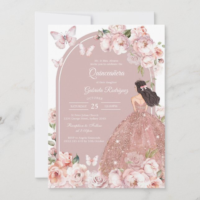 Convite Modern Rustic Quinceanera Invitation (Frente)