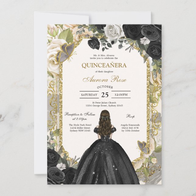 Convite Modern Rustic Quinceanera Invitation (Frente)