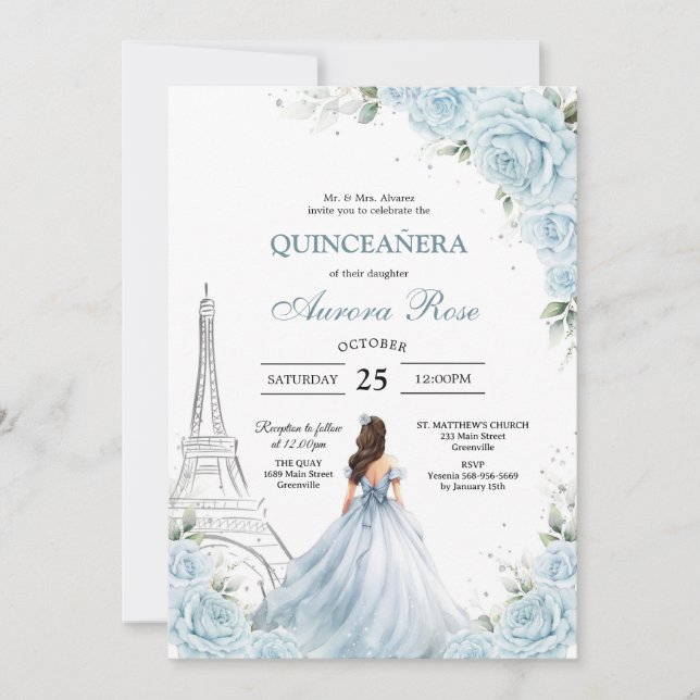 Convite Modern Rustic Quinceanera Invitation (Frente)