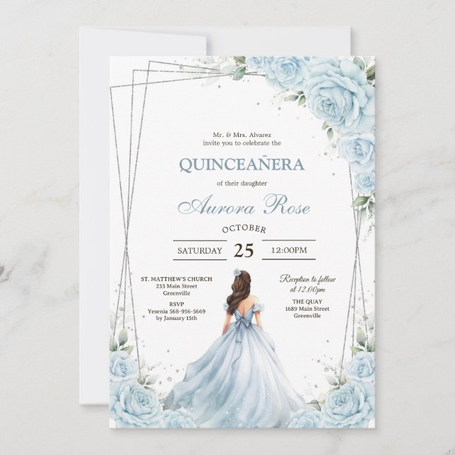 Convite Modern Rustic Quinceanera Invitation (Frente)