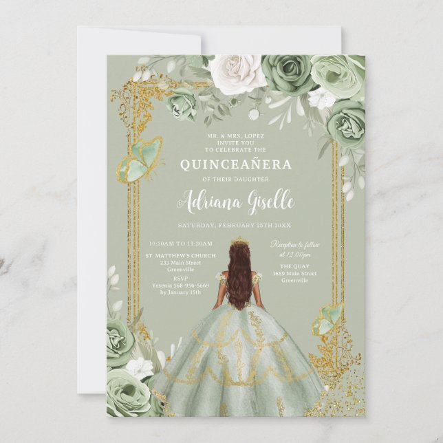 Convite Modern Rustic Quinceanera Invitation (Frente)