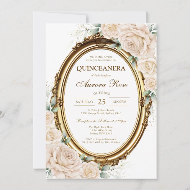 Convite Modern Rustic Quinceanera Invitation (Frente)