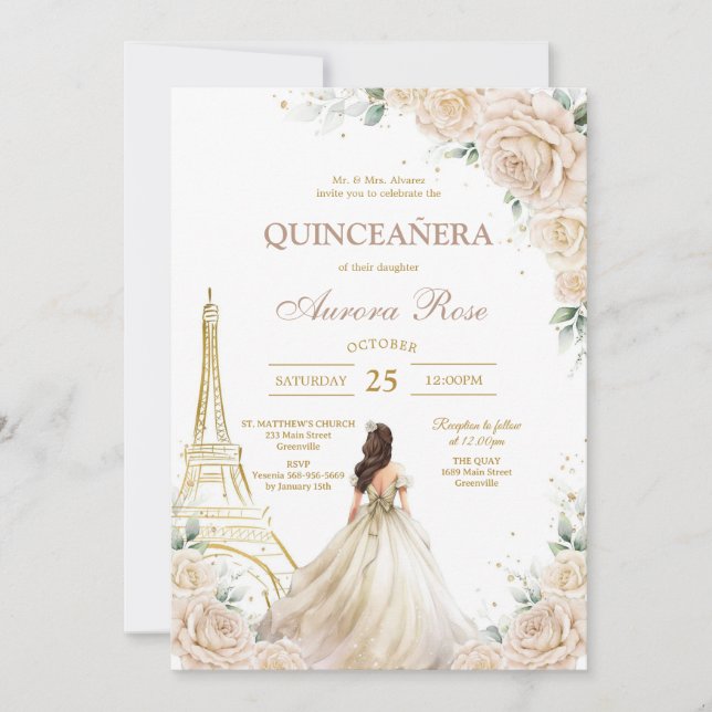 Convite Modern Rustic Quinceanera Invitation (Frente)
